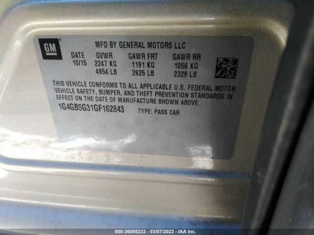 1G4GB5G31GF162843 Buick Lacrosse Leather