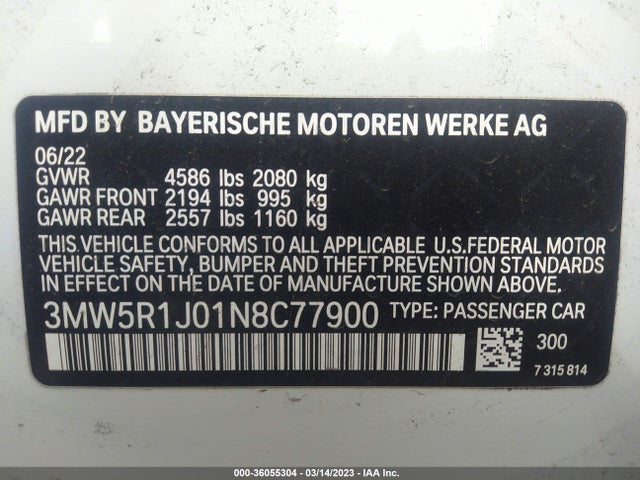 BMW 3 Series 330i 2022 3MW5R1J01N8C77900 Image 9