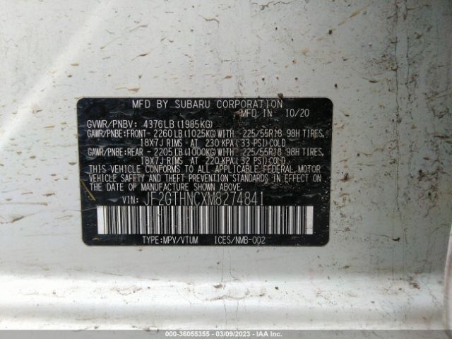 JF2GTHNCXM8274841 Subaru Crosstrek Limited