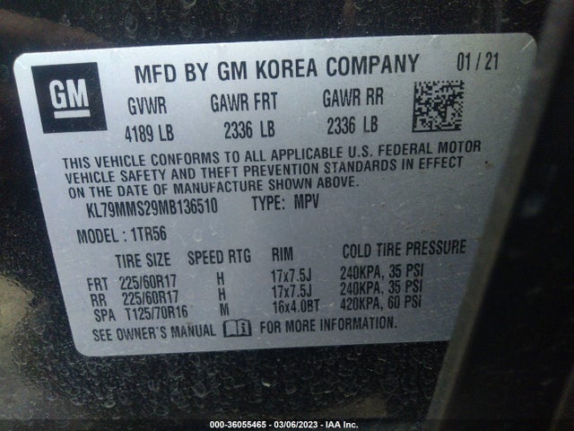 Chevrolet Trailblazer Ls 2021 KL79MMS29MB136510 Image 9