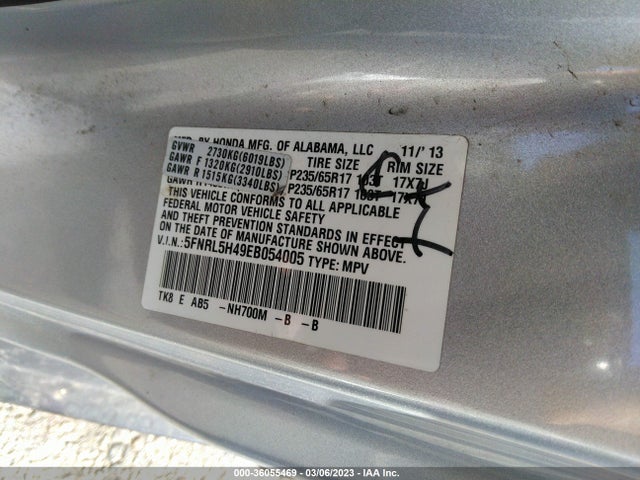 Honda ODYSSEY EX 2014 5FNRL5H49EB054005 Image 9