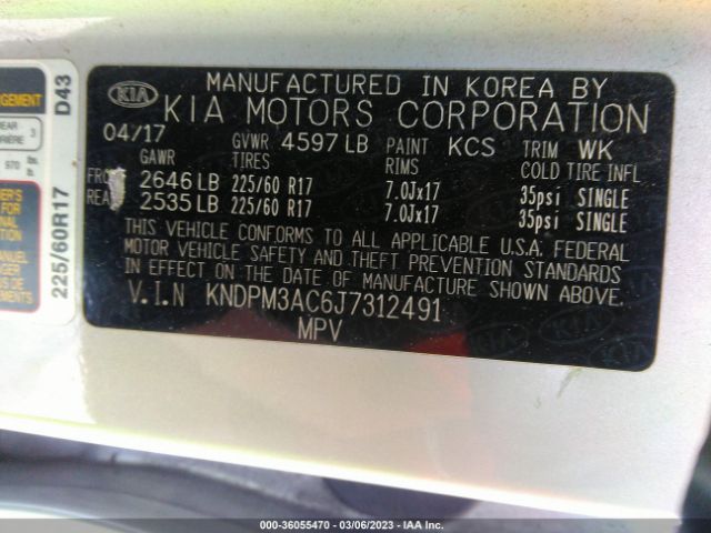 KNDPM3AC6J7312491 KIA Sportage Lx