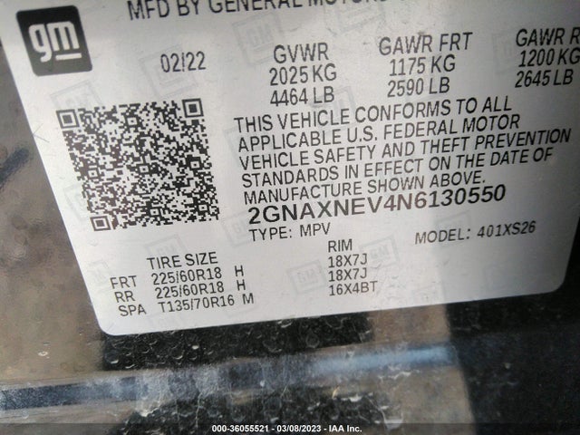 Chevrolet Equinox Premier 2022 2GNAXNEV4N6130550 Image 9