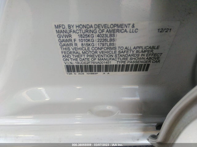 2022 Acura ILX, VIN: 19UDE2F76NA001451