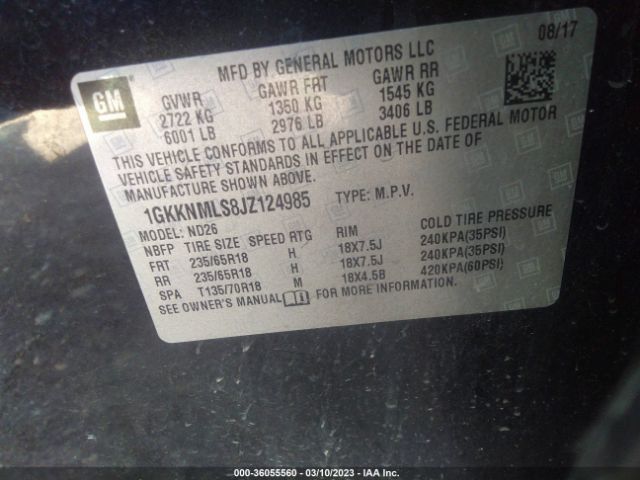 1GKKNMLS8JZ124985 GMC ACADIA SLT