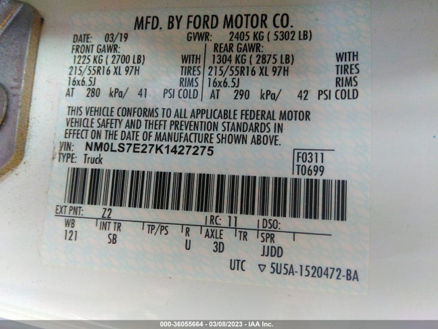 Ford Transit Connect Van Xl 2019 NM0LS7E27K1427275 Image 10