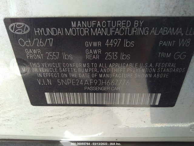 Hyundai SONATA SE 2018 5NPE24AF9JH667776 Image 10