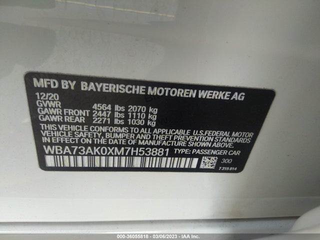 BMW 2 Series 228i Xdrive 2021 WBA73AK0XM7H53881 Image 9