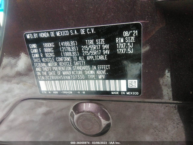 Honda HR-V EX 2022 3CZRU6H58NM707330 Image 10