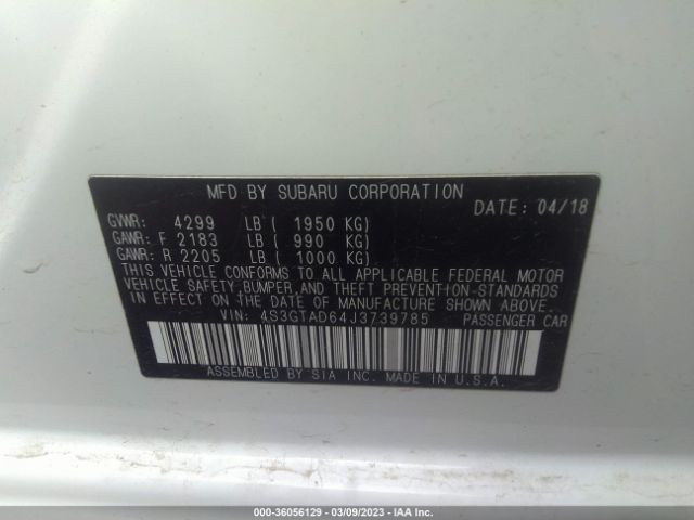 4S3GTAD64J3739785 Subaru Impreza Premium