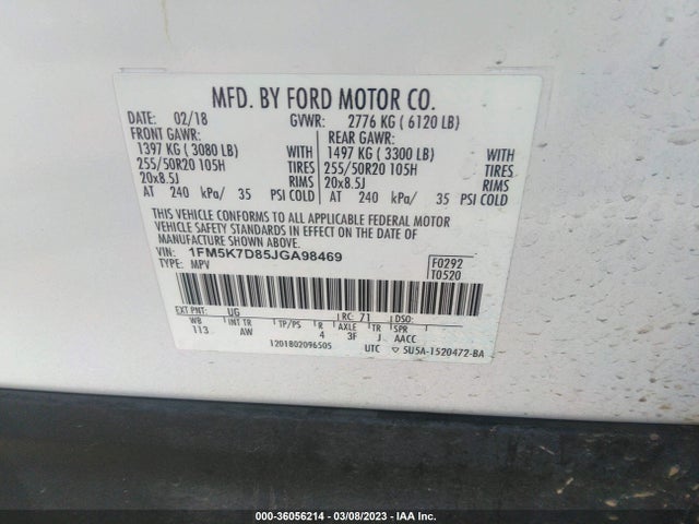 Ford EXPLORER XLT 2018 1FM5K7D85JGA98469 Image 10