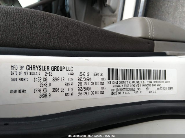 Dodge Durango Crew 2012 1C4RDHDG1CC260251 Image 10