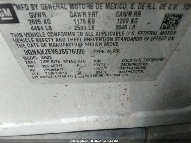 Chevrolet EQUINOX LT 2018 3GNAXJEV6JS576039 Image 10