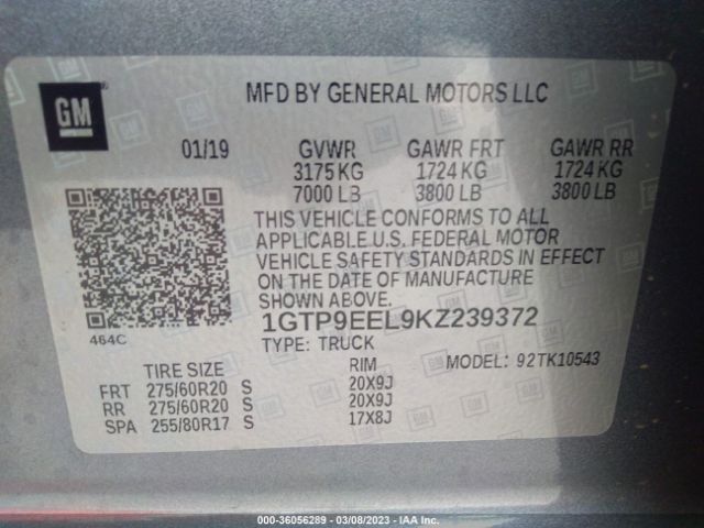 1GTP9EEL9KZ239372 GMC Sierra 1500 At4