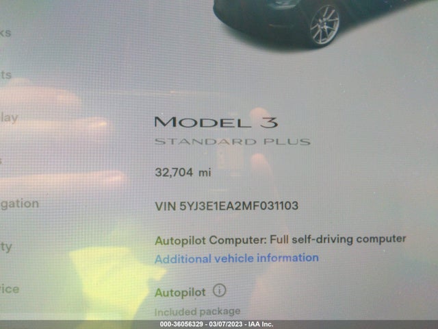 Tesla Model 3 Standard Range Plus 2021 5YJ3E1EA2MF031103 Image 8