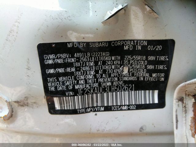 JF2SKAUC3LH502621 Subaru Forester Limited