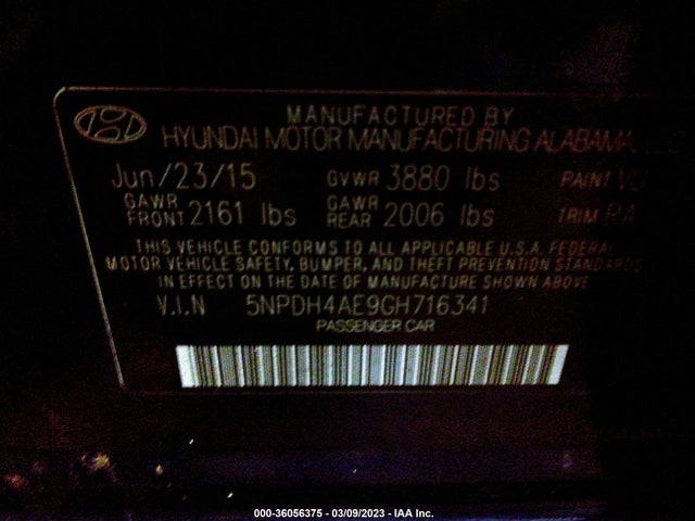 Hyundai ELANTRA SE 2016 5NPDH4AE9GH716341 Image 10