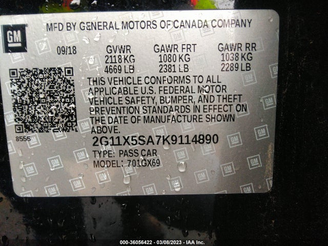 Chevrolet IMPALA LS 2019 2G11X5SA7K9114890 Image 10