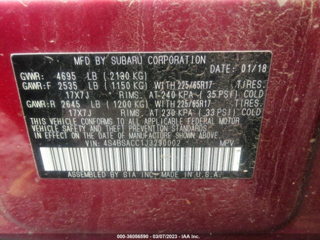 4S4BSACC1J3290002 Subaru Outback Premium