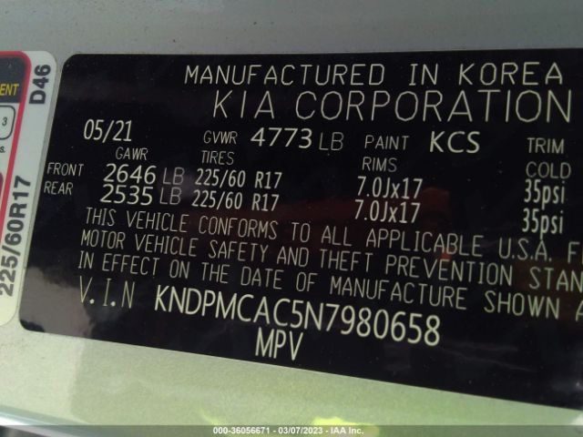 KNDPMCAC5N7980658 KIA Sportage Lx
