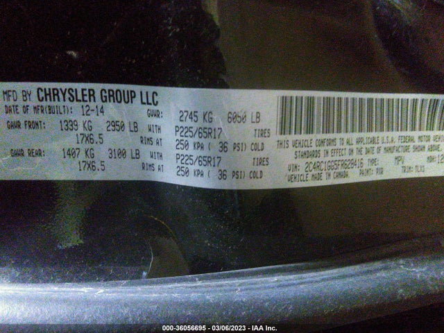 2C4RC1GG5FR628416 Chrysler Town & Country Limited Platinum