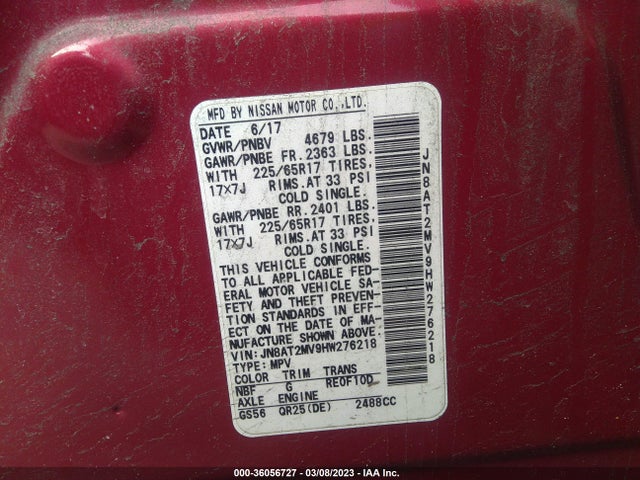 Nissan ROGUE S 2017 JN8AT2MV9HW276218 Image 10