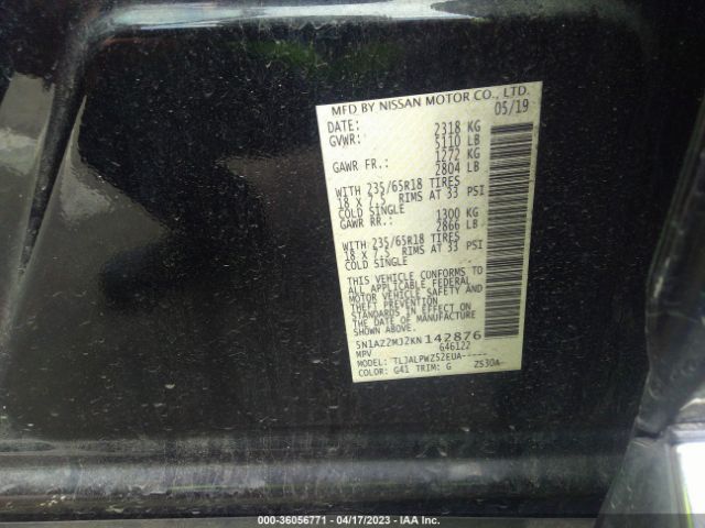 5N1AZ2MJ2KN142876 Nissan MURANO S