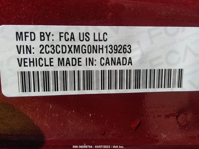 2022 DODGE CHARGER GT VIN: 2C3CDXMG0NH139263
