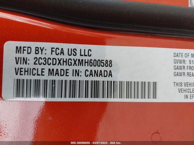 2C3CDXHGXMH600588 Dodge CHARGER GT