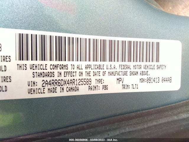 Продаж на аукціоні авто 2010 Chrysler Town & Country Limited, vin: 2A4RR6DX4AR125589, номер лоту: 36056906