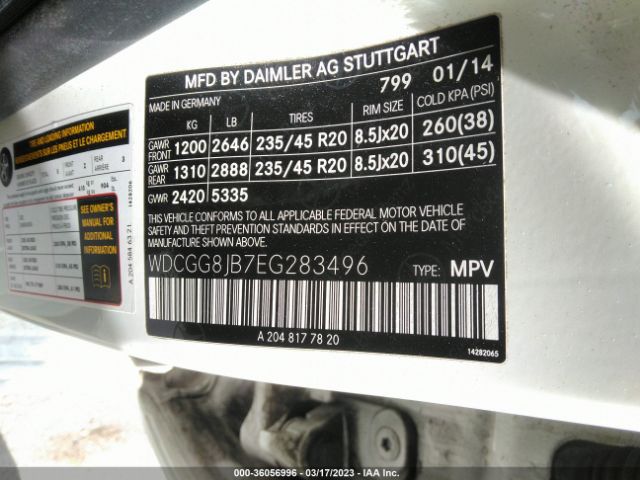 WDCGG8JB7EG283496 Mercedes-Benz Glk-class Glk 350