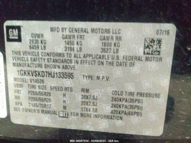 1GKKVSKD7HJ133595 GMC Acadia Limited Limited