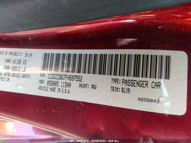Chrysler 200 S 2015 1C3CCCBG7FN597552 Image 10
