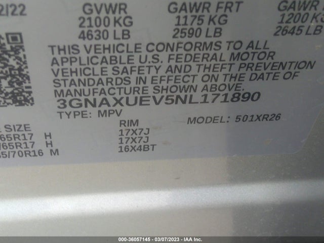 Chevrolet EQUINOX LT 2022 3GNAXUEV5NL171890 Image 9