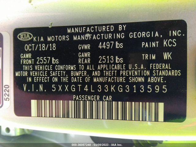 5XXGT4L33KG313595 KIA Optima Lx