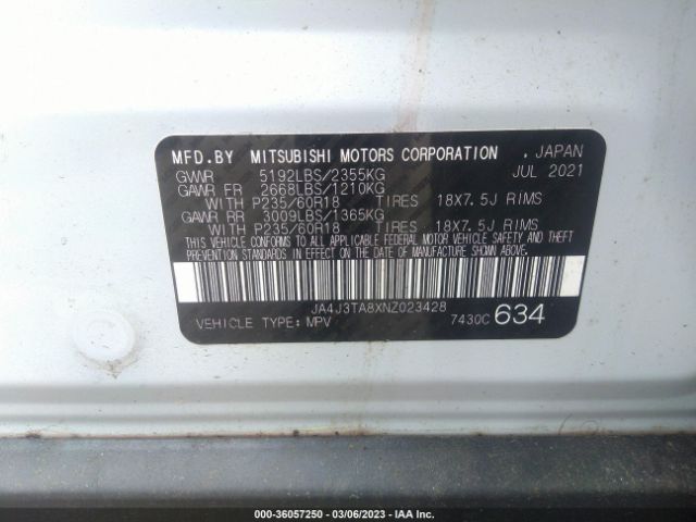 JA4J3TA8XNZ023428 Mitsubishi Outlander Es