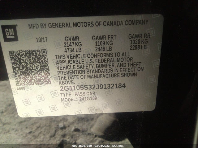 Chevrolet IMPALA LT 2018 2G1105S32J9132184 Image 10