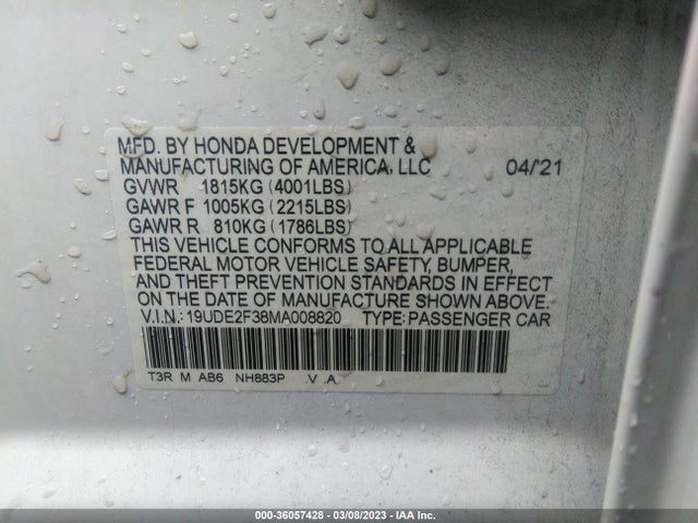 2021 Acura ILX, VIN: 19UDE2F38MA008820