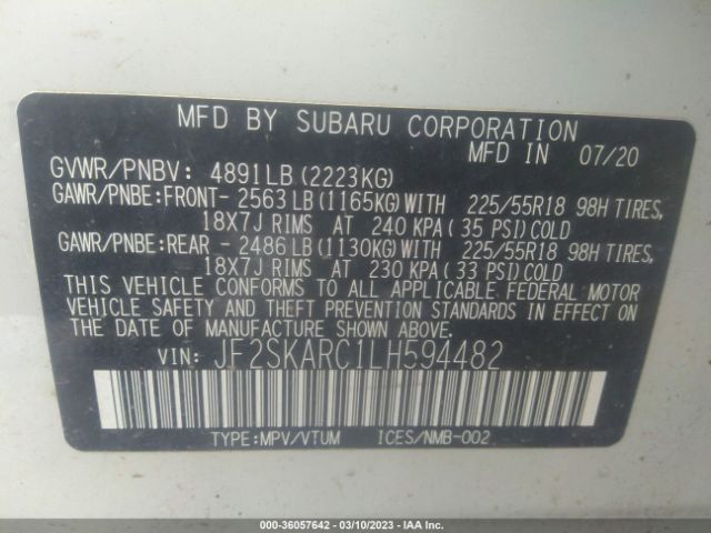 JF2SKARC1LH594482 Subaru Forester Sport