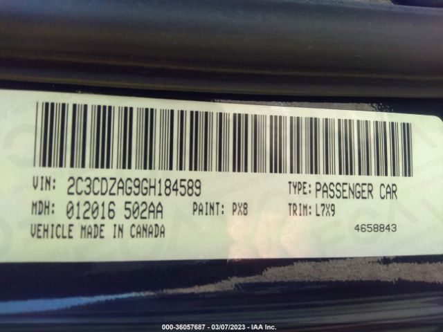 2C3CDZAG9GH184589 Dodge Challenger Sxt