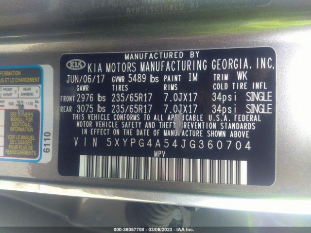 5XYPG4A54JG360704 KIA Sorento Lx V6