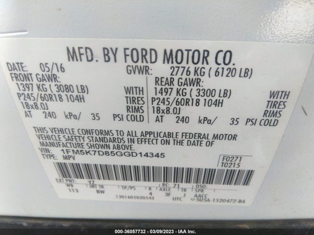 2016 Ford Explorer, VIN: 1FM5K7D85GGD14345