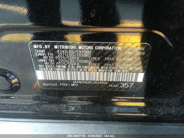 JA4AR3AU6LU024999 Mitsubishi Outlander Sport Es 2.0/se 2.0
