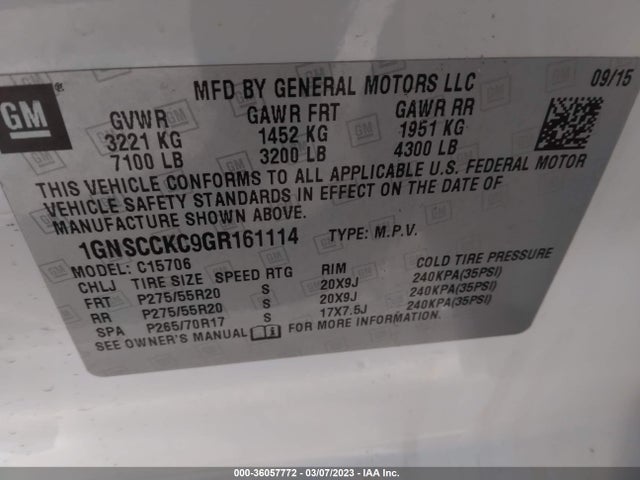 Chevrolet Tahoe Ltz 2016 1GNSCCKC9GR161114 Image 10