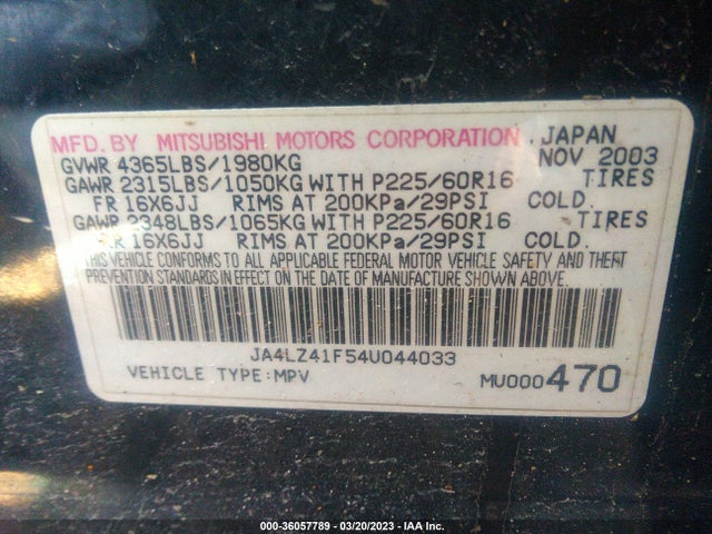JA4LZ41F54U044033 Mitsubishi Outlander Xls