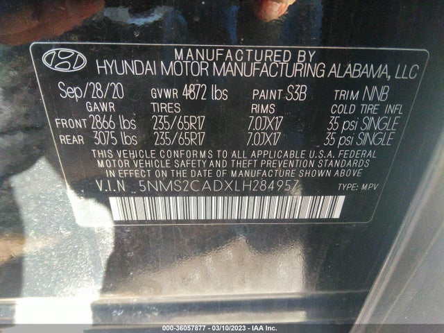 Hyundai Santa Fe Se 2020 5NMS2CADXLH284957 Image 10