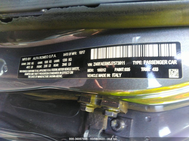ZARFAEBN5J7573911 Alfa Romeo Giulia