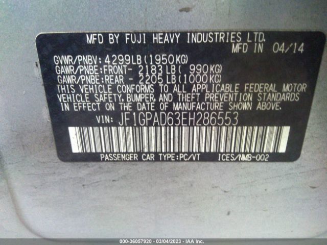 JF1GPAD63EH286553 Subaru Impreza Wagon 2.0i Premium
