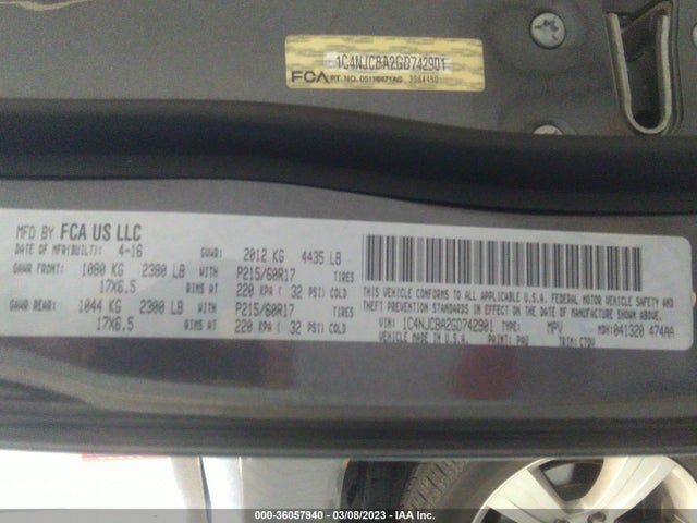 Jeep Compass Sport 2016 1C4NJCBA2GD742901 Image 9