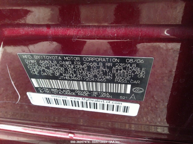 JTHBJ46G172047665 Lexus ES 350